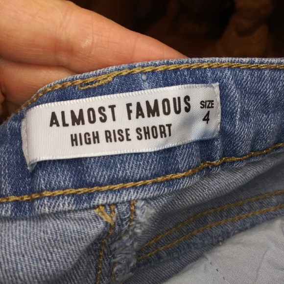 Almost Famous Light Wash Distressed High Rise Festival Shorts - Picture 6 of 9